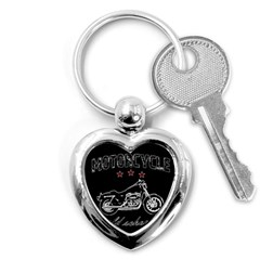 Motorcycle Old School Key Chains (heart)  by Valentinaart