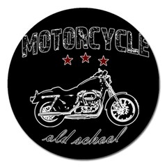 Motorcycle Old School Magnet 5  (round) by Valentinaart