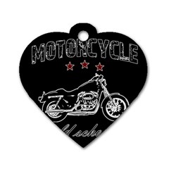 Motorcycle Old School Dog Tag Heart (one Side) by Valentinaart