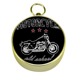 Motorcycle Old School Gold Compasses by Valentinaart