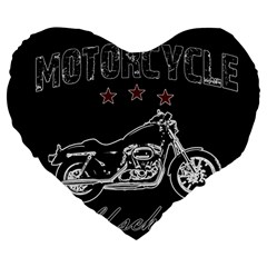 Motorcycle Old School Large 19  Premium Flano Heart Shape Cushions by Valentinaart