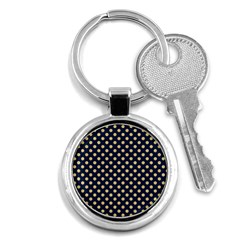 Navy/gold Polka Dots Key Chains (round)  by Colorfulart23