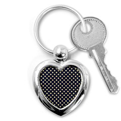 Navy/gold Polka Dots Key Chains (heart)  by Colorfulart23