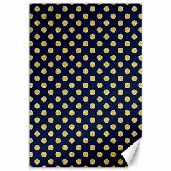 Navy/gold Polka Dots Canvas 12  X 18   by Colorfulart23