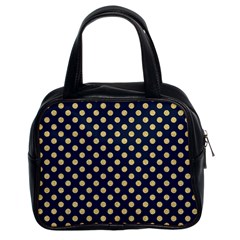 Navy/gold Polka Dots Classic Handbags (2 Sides) by Colorfulart23