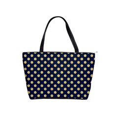 Navy/gold Polka Dots Shoulder Handbags by Colorfulart23