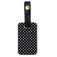 Navy/gold Polka Dots Luggage Tags (one Side)  by Colorfulart23