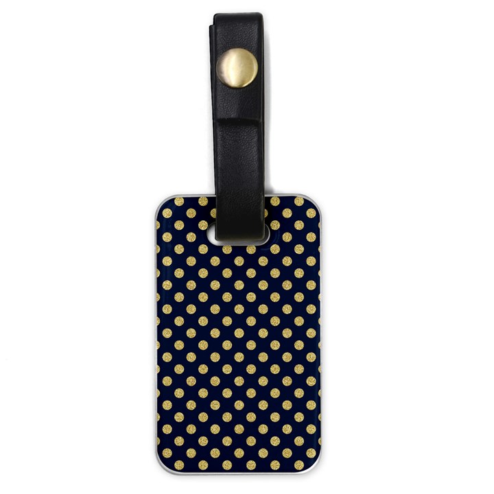 Navy/Gold Polka Dots Luggage Tags (One Side) 