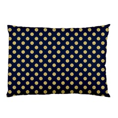 Navy/gold Polka Dots Pillow Case (two Sides) by Colorfulart23