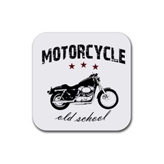 Motorcycle Old School Rubber Coaster (square)  by Valentinaart