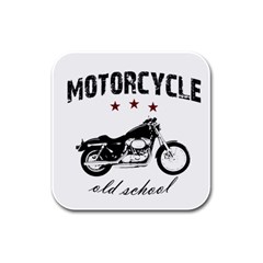 Motorcycle Old School Rubber Square Coaster (4 Pack)  by Valentinaart