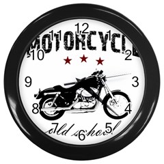 Motorcycle Old School Wall Clocks (black) by Valentinaart