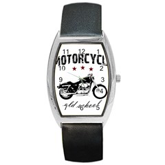 Motorcycle Old School Barrel Style Metal Watch by Valentinaart