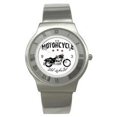 Motorcycle Old School Stainless Steel Watch by Valentinaart