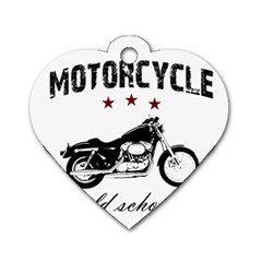 Motorcycle Old School Dog Tag Heart (one Side) by Valentinaart