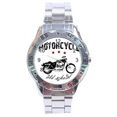 Motorcycle Old School Stainless Steel Analogue Watch by Valentinaart