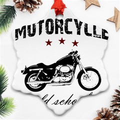 Motorcycle Old School Ornament (snowflake) by Valentinaart