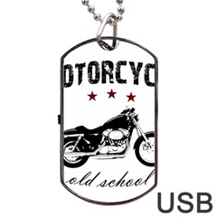 Motorcycle Old School Dog Tag Usb Flash (one Side) by Valentinaart