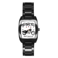 Motorcycle Old School Stainless Steel Barrel Watch by Valentinaart