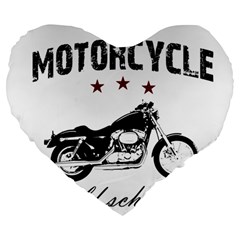 Motorcycle Old School Large 19  Premium Flano Heart Shape Cushions by Valentinaart