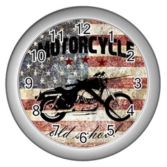 Motorcycle old school Wall Clocks (Silver) 