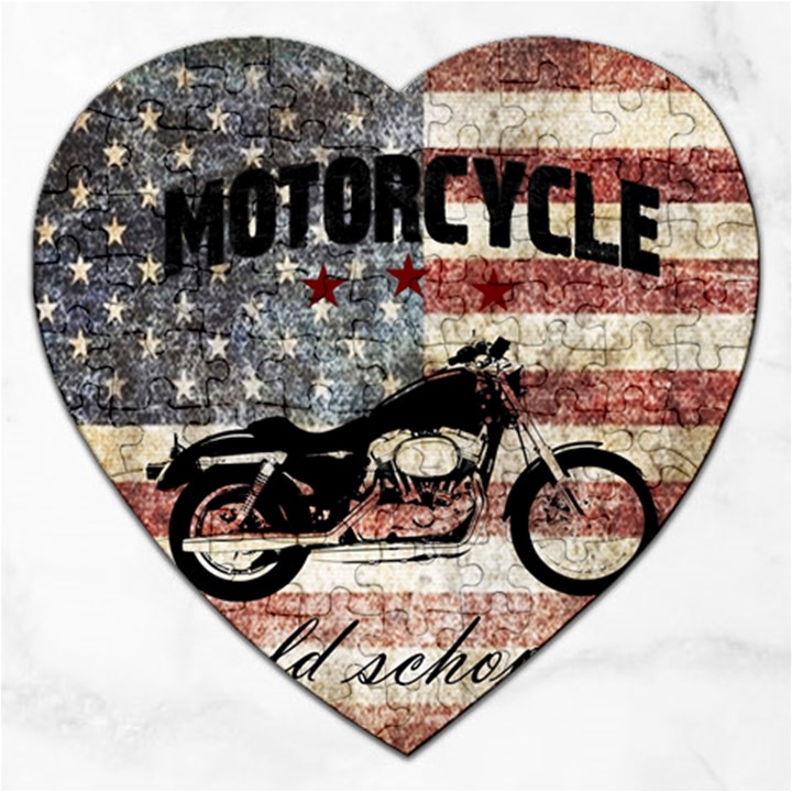 Motorcycle old school Jigsaw Puzzle (Heart)