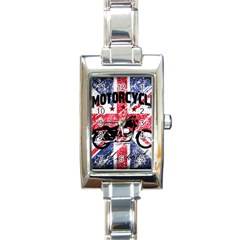 Motorcycle Old School Rectangle Italian Charm Watch by Valentinaart