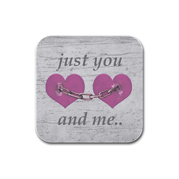 Shabby Chich Love Concept Poster Rubber Square Coaster (4 pack) 