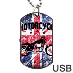 Motorcycle Old School Dog Tag Usb Flash (two Sides) by Valentinaart