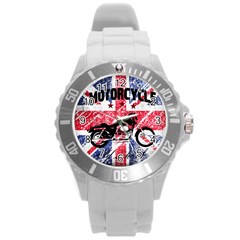 Motorcycle Old School Round Plastic Sport Watch (l) by Valentinaart