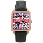 Motorcycle old school Rose Gold Leather Watch  Front