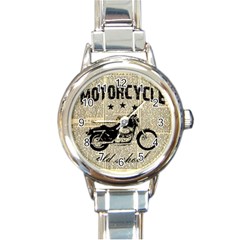 Motorcycle Old School Round Italian Charm Watch by Valentinaart