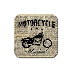 Motorcycle Old School Rubber Coaster (square)  by Valentinaart