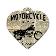 Motorcycle Old School Dog Tag Heart (two Sides) by Valentinaart