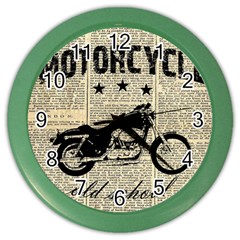 Motorcycle Old School Color Wall Clocks by Valentinaart