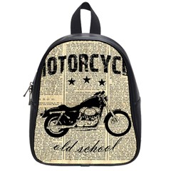 Motorcycle Old School School Bags (small)  by Valentinaart