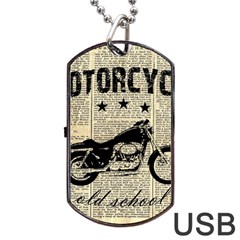 Motorcycle Old School Dog Tag Usb Flash (one Side) by Valentinaart