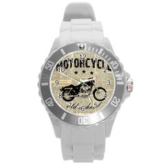 Motorcycle Old School Round Plastic Sport Watch (l) by Valentinaart