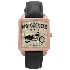 Motorcycle Old School Rose Gold Leather Watch  by Valentinaart