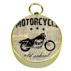 Motorcycle Old School Gold Compasses by Valentinaart