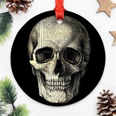 Newspaper Skull Ornament (round) by Valentinaart