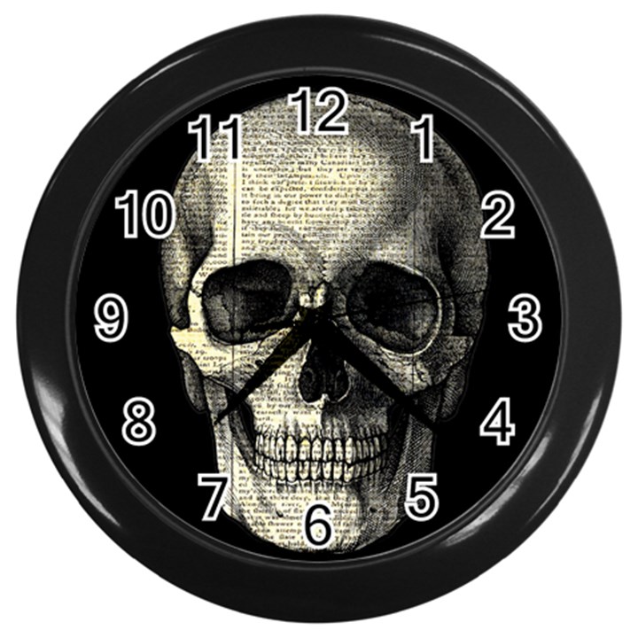 Newspaper skull Wall Clocks (Black)