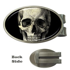 Newspaper Skull Money Clips (oval)  by Valentinaart