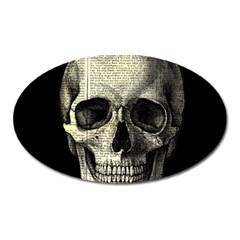 Newspaper Skull Oval Magnet by Valentinaart