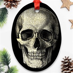 Newspaper Skull Oval Ornament (two Sides) by Valentinaart