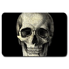 Newspaper Skull Large Doormat  by Valentinaart