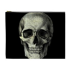 Newspaper Skull Cosmetic Bag (xl) by Valentinaart