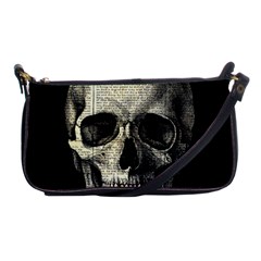 Newspaper Skull Shoulder Clutch Bags by Valentinaart