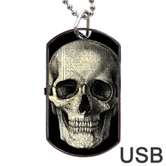 Newspaper Skull Dog Tag Usb Flash (two Sides) by Valentinaart