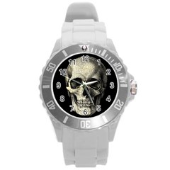 Newspaper Skull Round Plastic Sport Watch (l) by Valentinaart